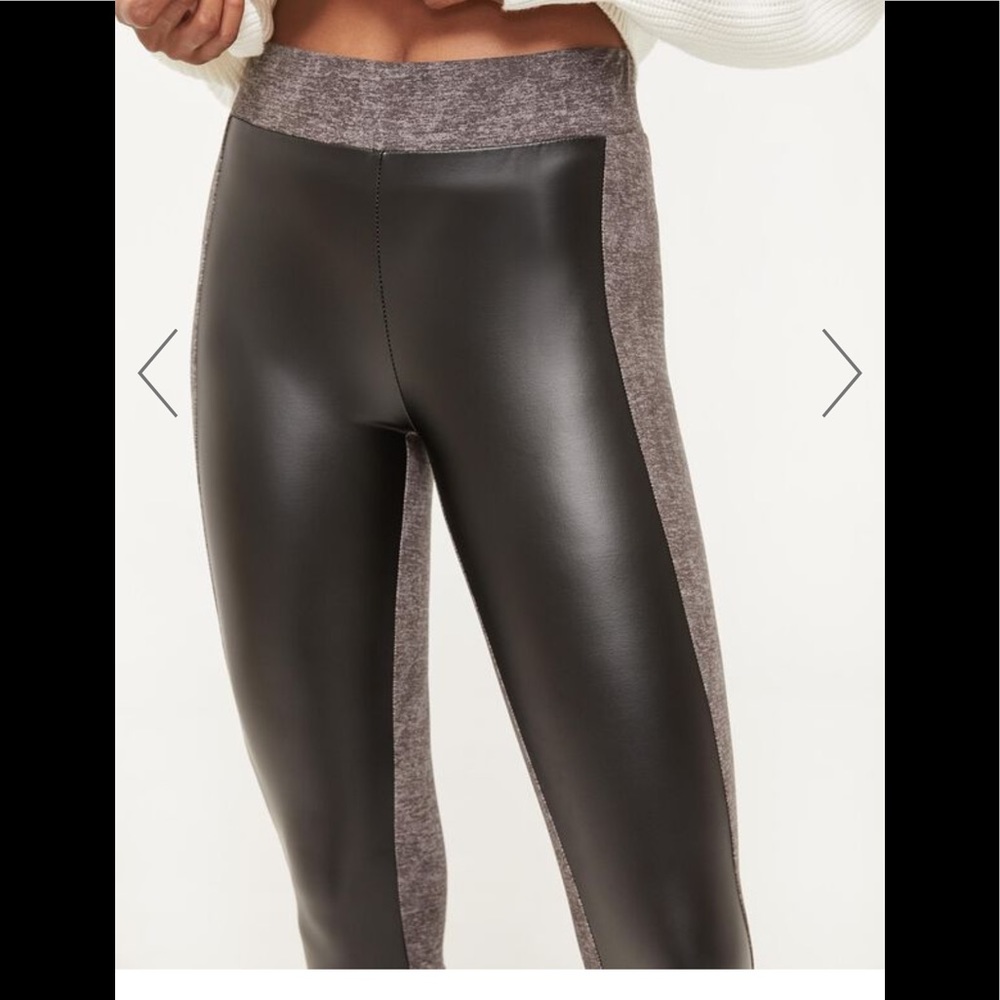Faux fur front leggings
